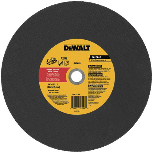 Grinding, Sanding, Polishing Accessories | Dewalt DW8020 14 in. x 1/8 in. A24R Metal Cutting Wheel image number 0
