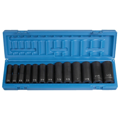 Sockets | Grey Pneumatic 1312D 13-Piece 1/2 in. Drive 6-Point SAE Deep Impact Socket Set image number 0