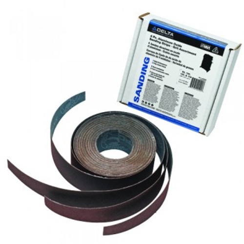 Grinding, Sanding, Polishing Accessories | Delta 31-486 25 in. Assorted-Grit Drum Sander Aluminum Oxide Sanding Strips (3-Pack) image number 0