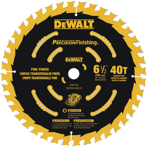 Blades | Dewalt DW9196 6-1/2 in. 40 Tooth Precision Framing Saw Blade image number 0