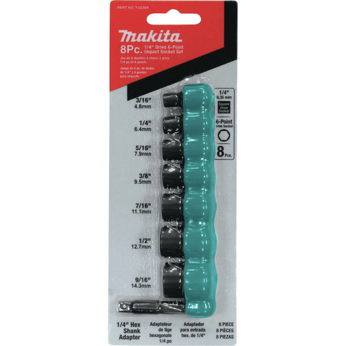 Socket Sets | Makita T-02369 8-Piece 1/4 in. 6-Point Impact Drive Socket Set image number 0