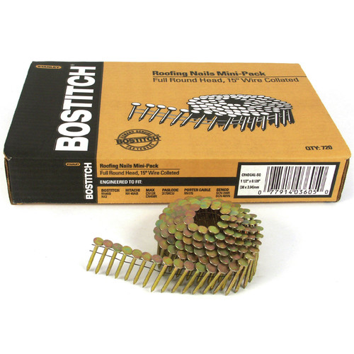 Nails | Bostitch CR4DGAL 1-1/2 in. 15 Degree Smooth Shank Coil Roofing Nails (7,200-Pack) image number 0
