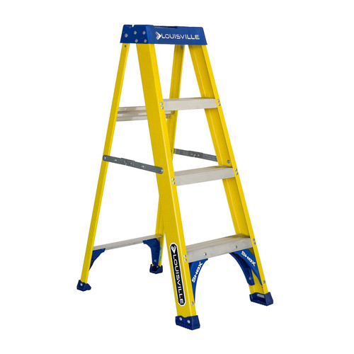 Step Ladders | Louisville FS2004 4 ft. Type I Duty Rating 250 lbs. Load Capacity Fiberglass Step Ladder image number 0