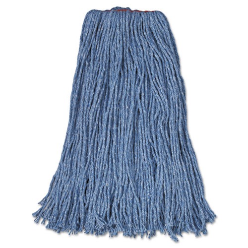 Mops | Rubbermaid Commercial FGF51800BL00 24 oz. 1 in. Band Cotton/Synthetic Cut-End Blend Mop Head - Blue (12/Carton) image number 0