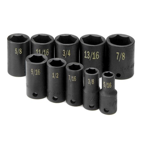 Sockets | SK Hand Tool 4060 10-Piece 3/8 in. Drive 6-Point Semi-Deep SAE ImpactSocket Set image number 0