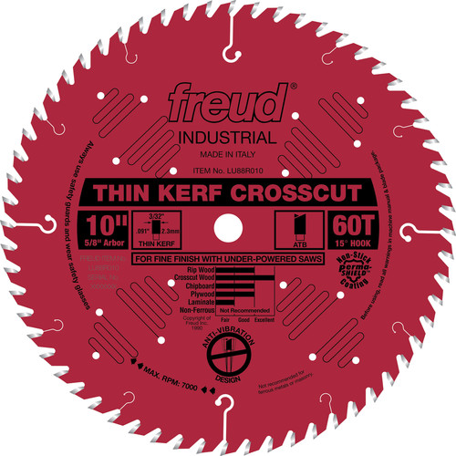 Blades | Freud LU88R010 10 in. 60 Tooth Thin Kerf Fine Finish Crosscut Saw Blade image number 0
