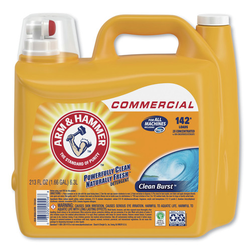 Cleaning & Janitorial Supplies | Arm & Hammer 33200-00556 213 oz. Dual HE Liquid Laundry Detergent - Clean Burst (2/Carton) image number 0
