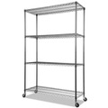 Tool Storage Accessories | Alera ALESW604818BA NSF Certified 48 in. x 18 in. x 72 in. 4-Shelf Wire Shelving Kit with Casters - Black Anthracite image number 0