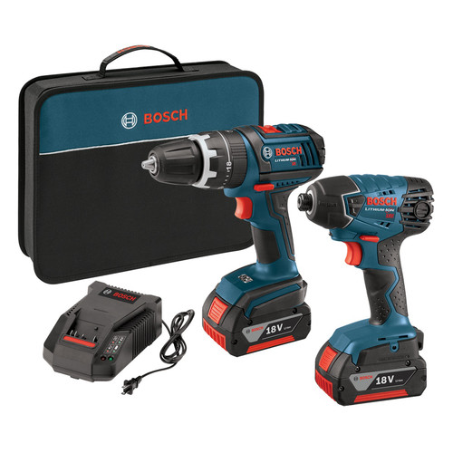 Combo Kits | Factory Reconditioned Bosch CLPK237-181-RT 18V Cordless Lithium-Ion 1/2 in. Hammer Drill and 1/4 in. Hex Impact Driver image number 0