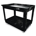 Utility Carts | Rubbermaid Commercial FG9T6700BLA 2 Shelves Plastic 500 lbs. Capacity 24 in. x 40 in. x 31.25 in. Service/Utility Carts - Black image number 0