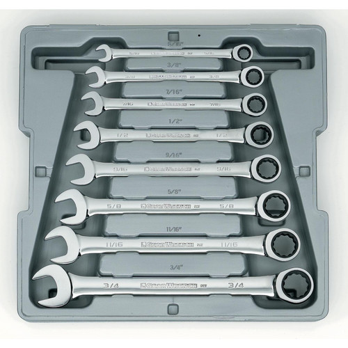 Combination Wrenches | GearWrench 9308D 8-Piece Standard Fractional Combination Wrench Set image number 0