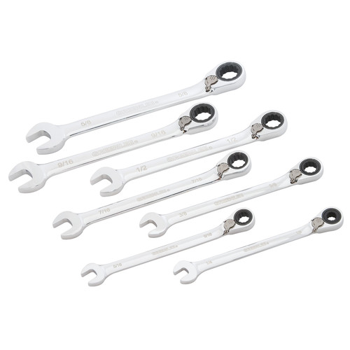 Combination Wrenches | Greenlee 52023592 7-Piece SAE Combination Ratcheting Wrench Set image number 0