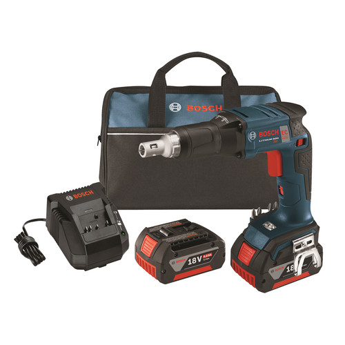 Screw Guns | Factory Reconditioned Bosch SGH182-01RT 18V Cordless Lithium-Ion Brushless Drywall Screwgun with 4.0 Ah FatPack Batteries image number 0