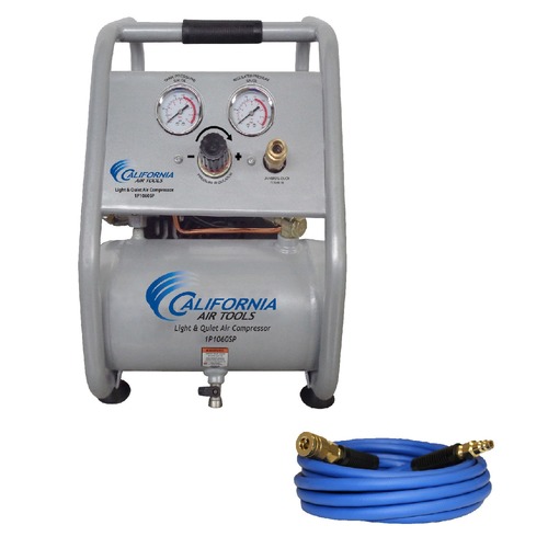 Portable Air Compressors | California Air Tools 1P1060SPH 1 Gallon 0.6 HP Light and Quiet Steel Tank Portable Air Compressor with Panel Hose Kit image number 0