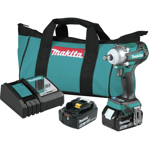 Impact Wrenches | Makita XWT14T 18V LXT 4-Speed Brushless Lithium-Ion 1/2 in. Cordless Impact Wrench with Friction Ring Kit (5 Ah) image number 0