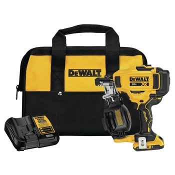  | Factory Reconditioned Dewalt DCN45RND1R 20V MAX Brushless Lithium-Ion 15 Degree Cordless Coil Roofing Nailer Kit (2 Ah)