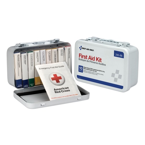 First Aid | First Aid Only 240-AN ANSI/OSHA Compliant Unitized First Aid Kit for 10 People with Metal Case (1-Kit) image number 0