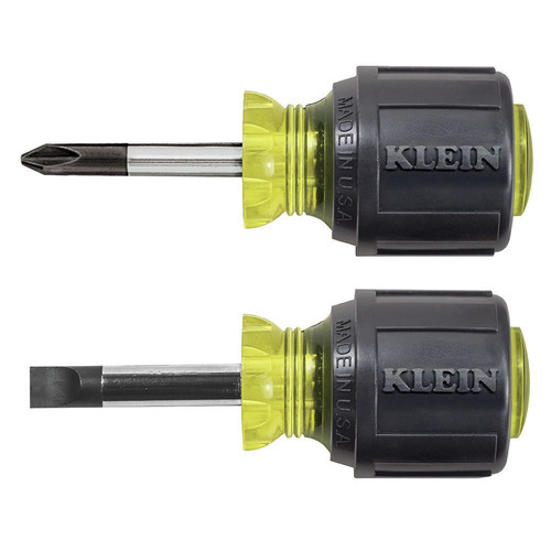 Screwdrivers | Klein Tools 85071 Stubby Slotted and Phillips Screwdriver Set with 5/16 in. Cabinet-Tips and #2 Phillips-Tip image number 0