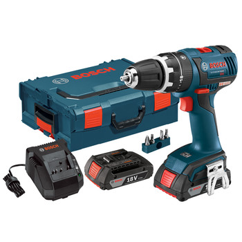 Bosch HDS182-02L Compact Tough 18V Cordless Lithium-Ion Brushless 1\/2 in. Hammer Drill Driver Kit with L-BOXX 2 Storage Case