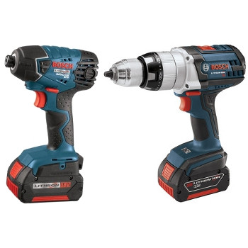 Bosch CLPK221-181-RT 18V Cordless Lithium-Ion 1\/2 in. Hammer Drill and Impact Driver Combo Kit
