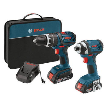 Bosch CLPK244-181-RT 18V Cordless Lithium-Ion 1\/2 in. Hammer Drill and Impact Driver Combo Kit