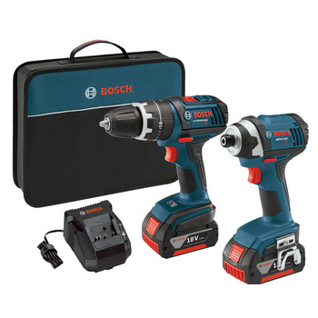 Bosch CLPK245-181-RT Compact Tough 18V Cordless Lithium-Ion Hammer Drill & Impact Driver Combo Kit with High Capacity Batteries