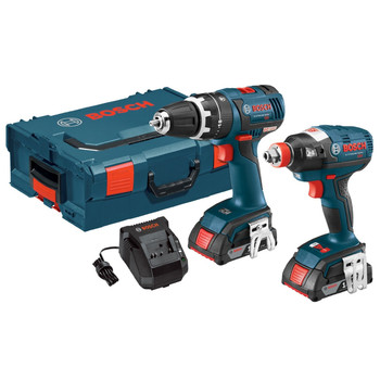 Bosch CLPK250-181L-RT Compact Tough 18V Cordless Lithium-Ion Brushless Hammer Drill & Impact Driver Combo Kit