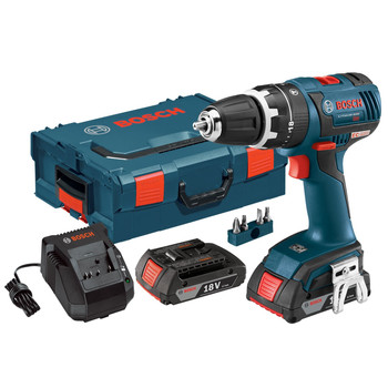 Bosch HDS182-02L-RT Compact Tough 18V Cordless Lithium-Ion Brushless 1\/2 in. Hammer Drill Driver Kit with L-BOXX 2 Storage Case