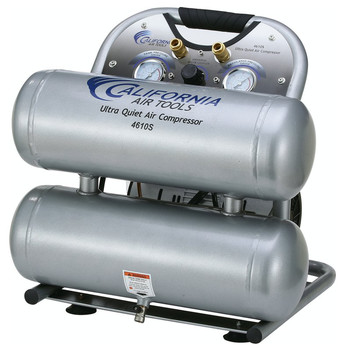 California Air Tools CAT-4610S 1 HP 4.6 Gallon Ultra Quiet Steel Twin Tank Air Compressor California Air Tools CAT-4610S 1 HP 4.6 Gallon Ultra Quiet Steel Twin Tank Air Compressor