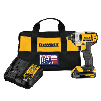 Dewalt DCF885C1 20V MAX 1.5 Ah Cordless Lithium-Ion 1\/4 in. Impact Driver Kit