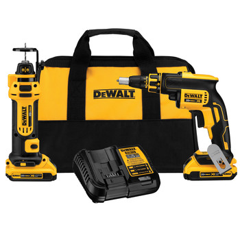 Dewalt DCK263D2 20V Max XR Cordless Lithium-Ion Brushless Drywall Screwgun and Cut-Out Tool Combo Kit