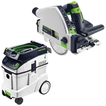 Festool P48561556 Plunge Cut Circular Saw with CT 48 E 12.7 Gallon HEPA Dust Extractor
