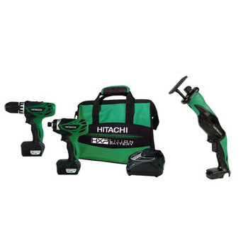 Hitachi KC10DFLPR-BNDL 12V 1.5 Ah Cordless HXP Lithium-Ion Micro Drill, Impact Driver & Reciprocating Saw Combo Kit