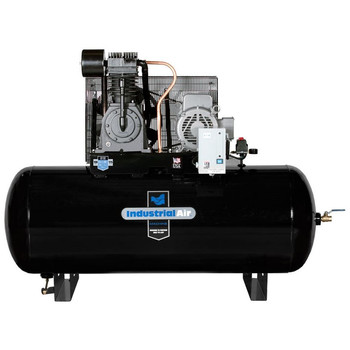 Industrial Air IH7519975 230V 7.5 HP 120 Gallon Single Phase Oil-Lube Horizontal Air Compressor