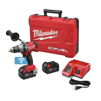 Milwaukee 2706-82 M18 FUEL 18V 5.0 Ah Cordless Lithium-Ion 1\/2 in. Hammer Drill Driver Kit with ONE-KEY Connectivity