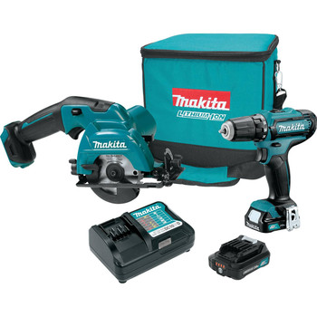 Makita CT227R 12V max 2.0 Ah CXT Cordless Lithium-Ion Drill Driver and Circular Saw Combo Kit