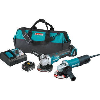 Makita DK0061MX1 18V LXT Cordless Lithium-Ion 4-1\/2 in. Paddle Switch Angle Grinder and Corded Angle Grinder Kit