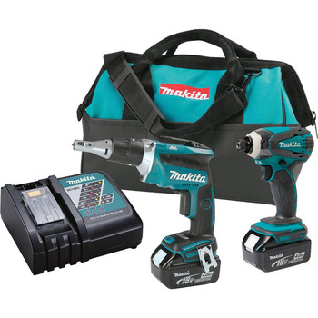 Makita XT256M 18V LXT 4.0 Ah Cordless Lithium-Ion Brushless Drywall Screwdriver and Impact Driver Combo Kit