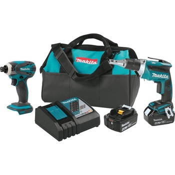 Makita XT256MB LXT 18V 4.0 Ah Cordless Lithium-Ion Brushless Drywall Screwdriver and Impact Driver Combo Kit