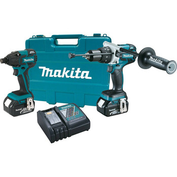 Makita XT257M 18V LXT Cordless Lithium-Ion Brushless Hammer Drill-Driver and Impact Driver Combo Kit