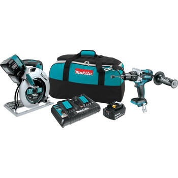 Makita XT259PMB LXT 18V 4.0 Ah Cordless Lithium-Ion Circular Saw and Brushless Hammer Drill Combo Kit