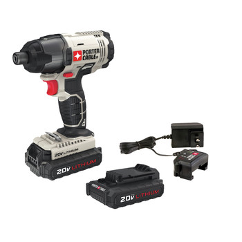 Porter-Cable PCC641LB 20V MAX 1.3 Ah Cordless Lithium-Ion 1\/4 in. Hex Impact Driver Kit