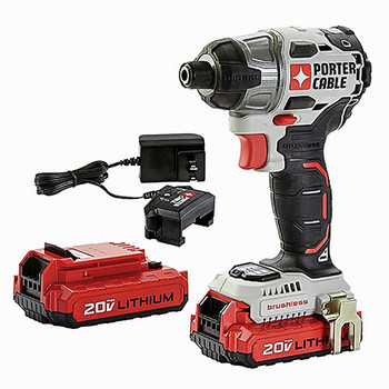 Porter-Cable PCCK647LB 20V MAX 1.3 Ah Cordless Lithium-Ion Brushless 1\/4 in. Impact Driver Kit