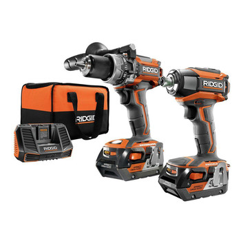Ridgid ZRR9205 18V 4.0 Ah Cordless Lithium-Ion Brushless Hammer Drill and Impact Driver Combo Kit