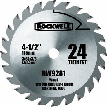 Rockwell RW9281 4-1\/2 in. 24T Carbide Tipped Compact Circular Saw Blade