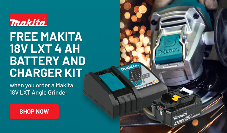 免费Makita 18V LXT 4 Ah电池和充电器套件