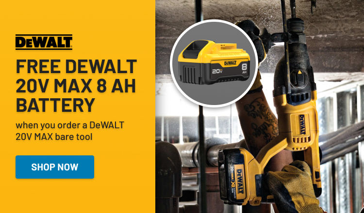 Free DeWALT 20V MAX 8 Ah Battery!