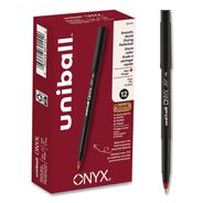 PENS | uni-ball 60144 ONYX Fine 0.7 mm Roller Ball Pen - Black/Red Barrel (1-Dozen)