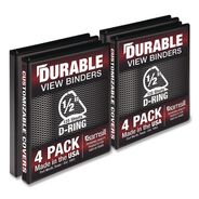 BINDERS AND BINDING SUPPLIES | Samsill 11.5 in. x 8.5 in. 0.5 in. Capacity 3 Rings Durable D-Ring View Binders - Black (4/Pack)