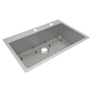 KITCHEN | Elkay ECTSRS33229TBGFR2 (1-Kit) Crosstown 33 in. x 22 in. x 9 in. 18-Gauge Stainless Steel FR2-Hole Single Bowl Dual Mount Sink Kit